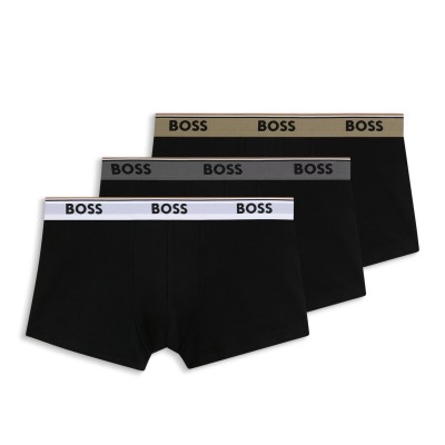 Boss Trunks Three-Pack With Logo Waistbands-Black
