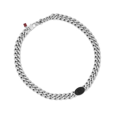 Hugo Necklace E Color 2 Black Logo-Silver