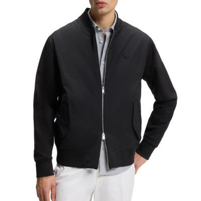 Boss Jacket Sweatshirt Zip-Up With Double B Monogram-Black