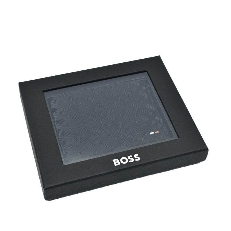 Boss Wallet Monogram Patterned-Black Boss Wallet Monogram Patterned-Black