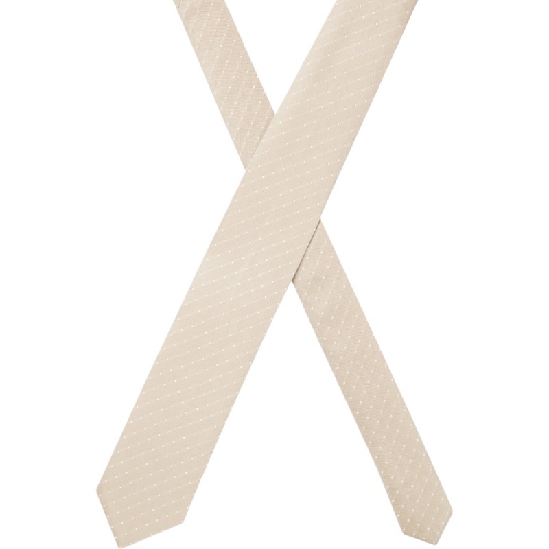 Boss Tie Silk With Jacquard Woven Pattern-Light Beige