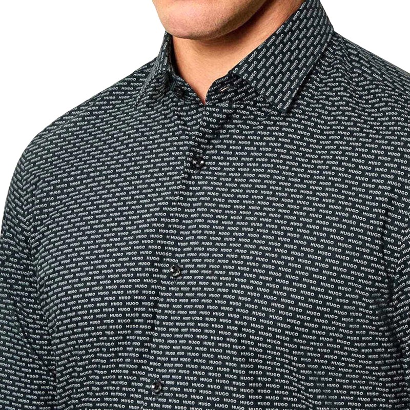 Hugo Shirt Slim-Fit In Printed-Black Hugo Shirt Slim-Fit In Printed-Black