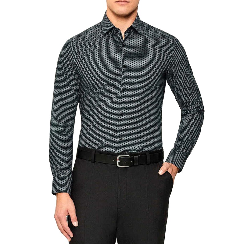 Hugo Shirt Slim-Fit In Printed-Black Hugo Shirt Slim-Fit In Printed-Black