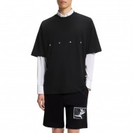 Hugo T-Shirt Oversized With Bold Printed Logo-Black