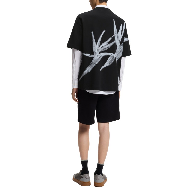 Hugo T-Shirt Oversized With Bold Printed Logo-Black