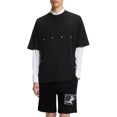 Hugo T-Shirt Oversized With Bold Printed Logo-Black