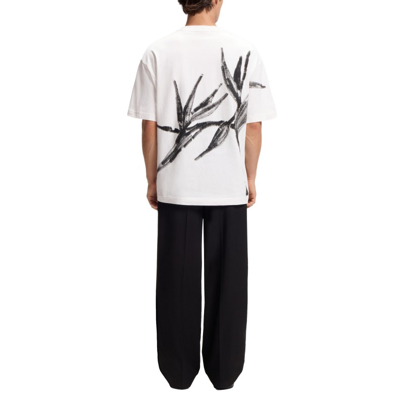 Hugo T-Shirt Oversized With Bold Printed Logo-Natural
