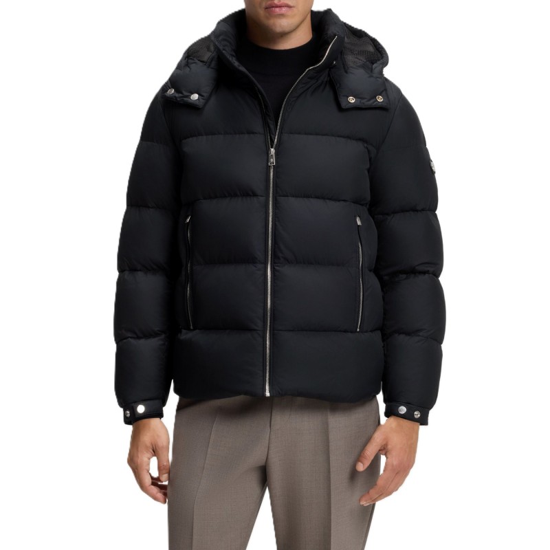 Boss Jacket Puffer Water Repellent With Abjustable Hood-Black Boss Jacket Puffer Water Repellent With Abjustable Hood-Black