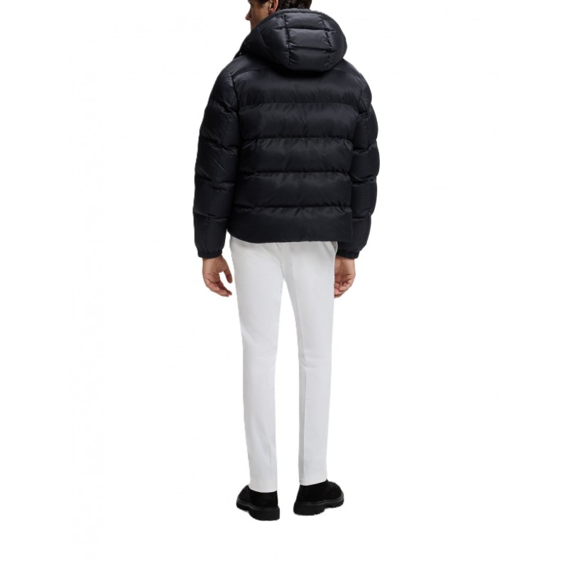 Boss Padded Jacket With Micro-Monogram Jacquard Water Repellent-Black Boss Padded Jacket With Micro-Monogram Jacquard Water Repellent-Black