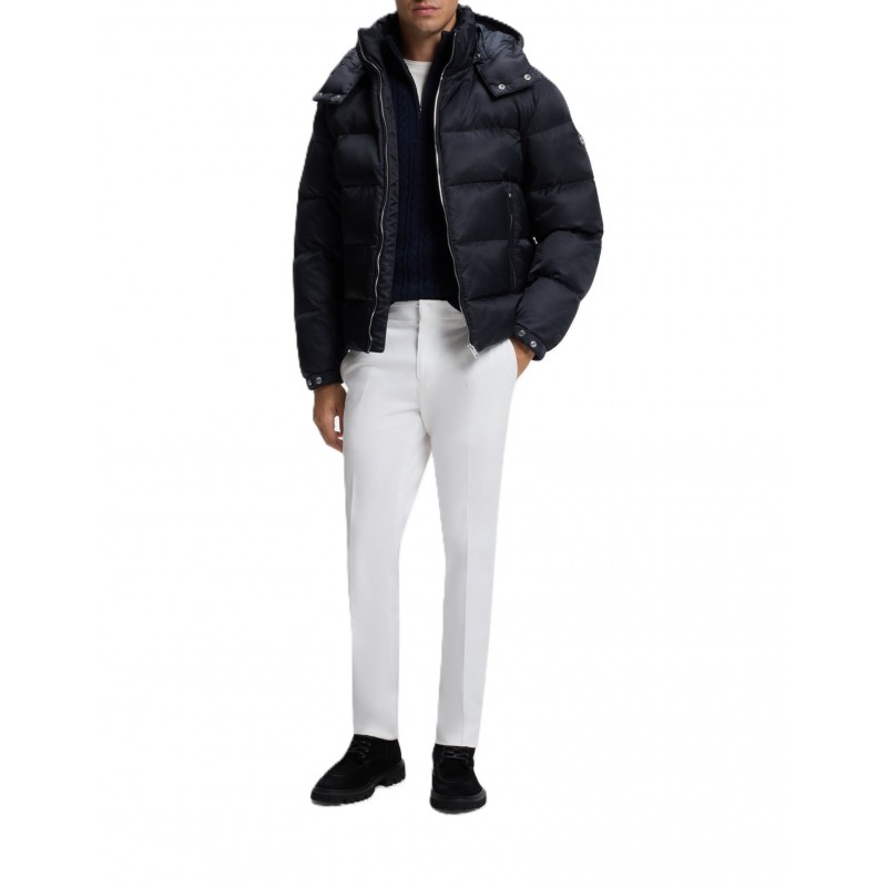 Boss Padded Jacket With Micro-Monogram Jacquard Water Repellent-Black Boss Padded Jacket With Micro-Monogram Jacquard Water Repellent-Black
