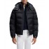 Boss Padded Jacket With Micro-Monogram Jacquard Water Repellent-Black