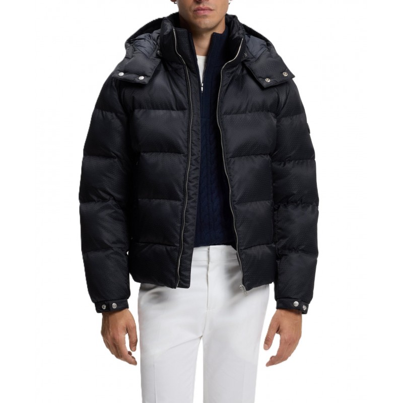 Boss Padded Jacket With Micro-Monogram Jacquard Water Repellent-Black Boss Padded Jacket With Micro-Monogram Jacquard Water Repellent-Black