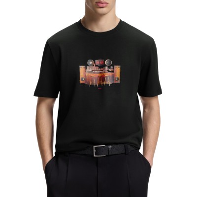 Hugo T-Shirt With Printed Artwork-Black