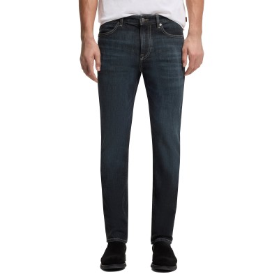 Boss Jeans Delaware Slim-Fit With Contrast Stitching-Dark Blue