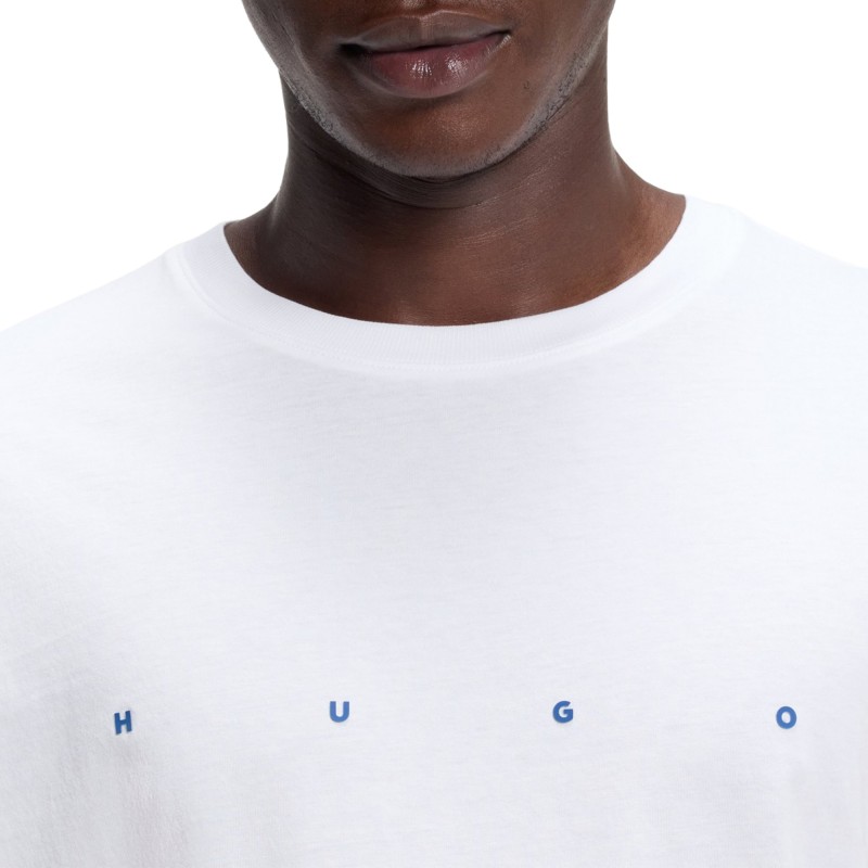 Hugo T-Shirt With Logo Detail-White Hugo T-Shirt With Logo Detail-White