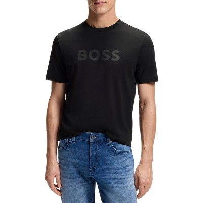 Boss T-Shirt With Large Tonal Logo-Black