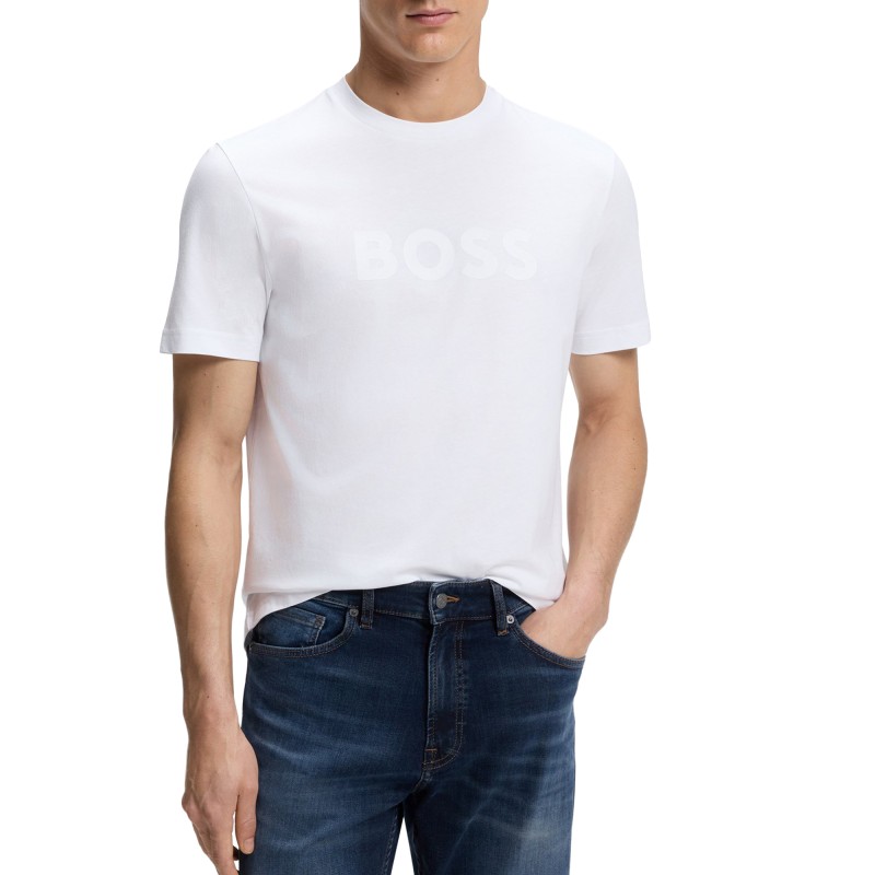 Boss T-Shirt With Large Tonal Logo-White