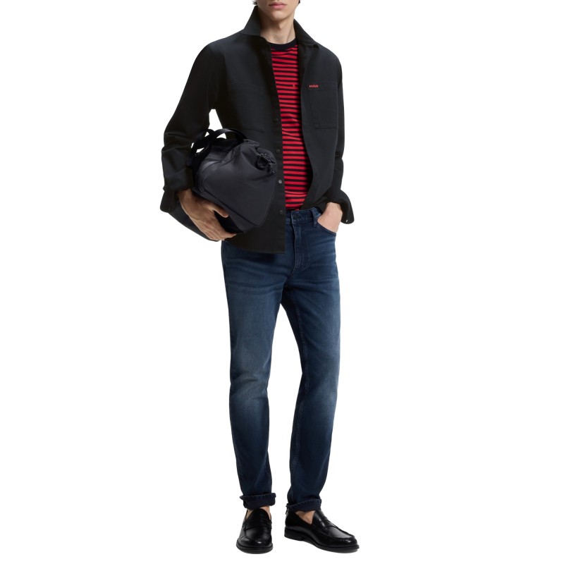 Hugo Shirt Relaxed Fit With Chest Logo-Black Hugo Shirt Relaxed Fit With Chest Logo-Black