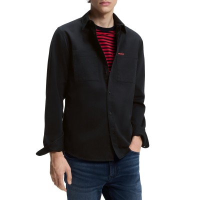 Hugo Shirt Relaxed Fit With Chest Logo-Black