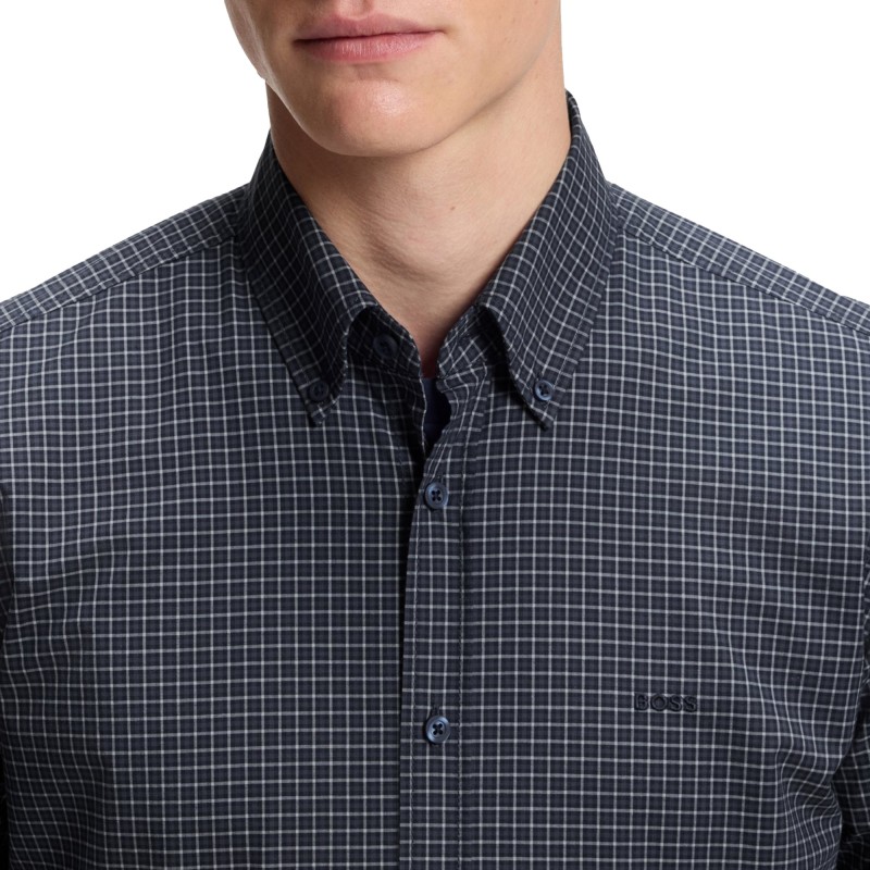 Boss Shirt Regular Fit With Vichy Check-Dark Blue Boss Shirt Regular Fit With Vichy Check-Dark Blue