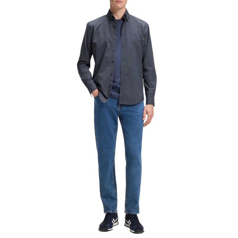 Boss Shirt Regular Fit With Vichy Check-Dark Blue Boss Shirt Regular Fit With Vichy Check-Dark Blue