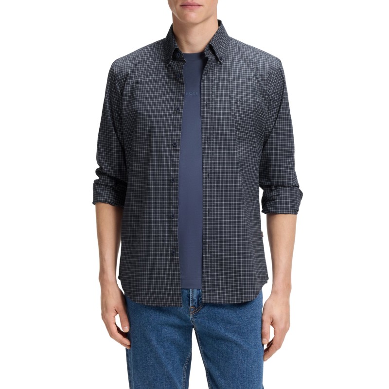 Boss Shirt Regular Fit With Vichy Check-Dark Blue Boss Shirt Regular Fit With Vichy Check-Dark Blue