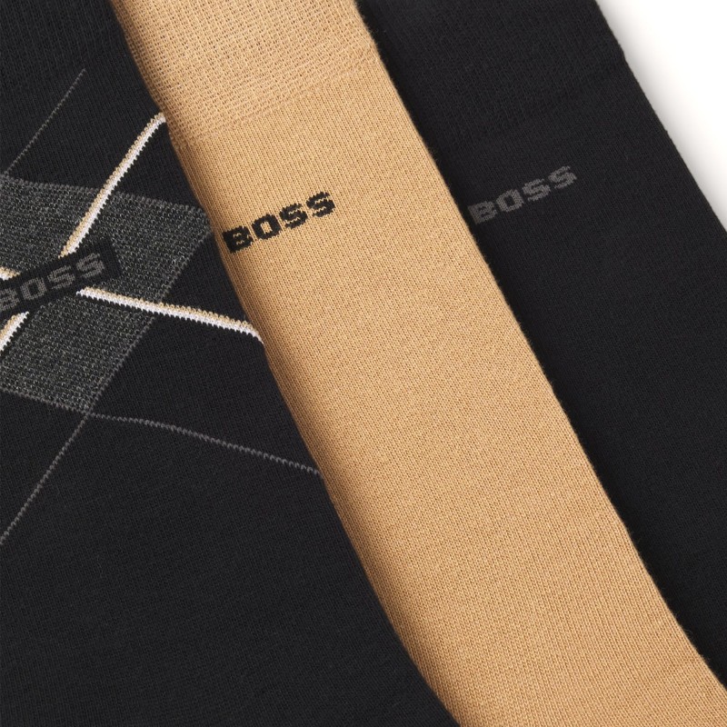 Boss Socks Gift Boxed 3 Pack-Black/Beige Boss Socks Gift Boxed 3 Pack-Black/Beige