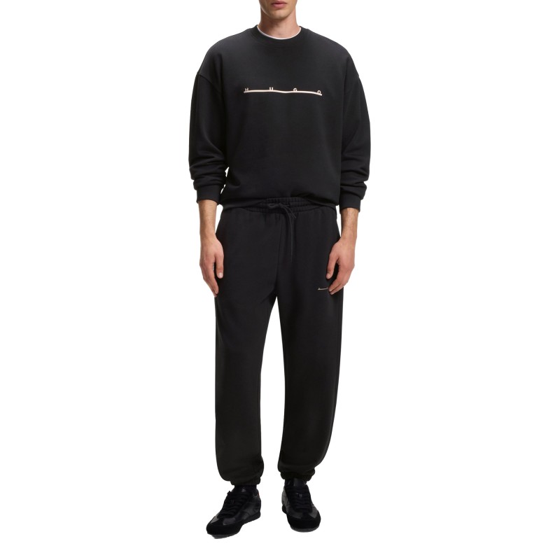 Hugo Sweatshirt With Spaced Logo Print-Black Hugo Sweatshirt With Spaced Logo Print-Black