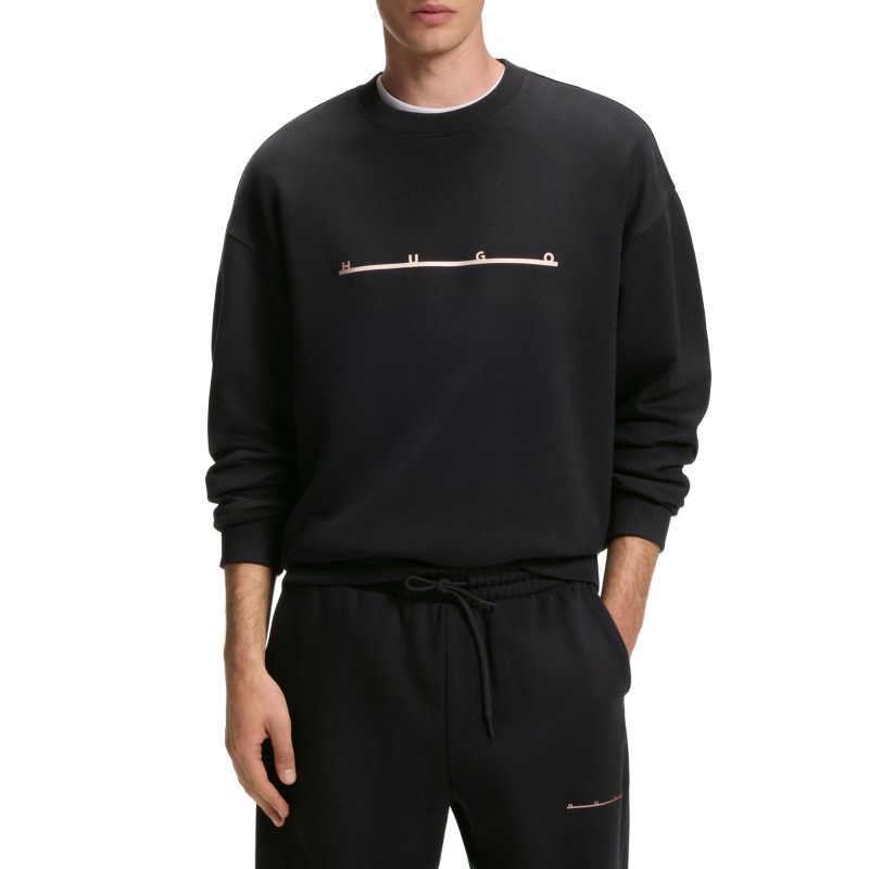 Hugo Sweatshirt With Spaced Logo Print-Black Hugo Sweatshirt With Spaced Logo Print-Black
