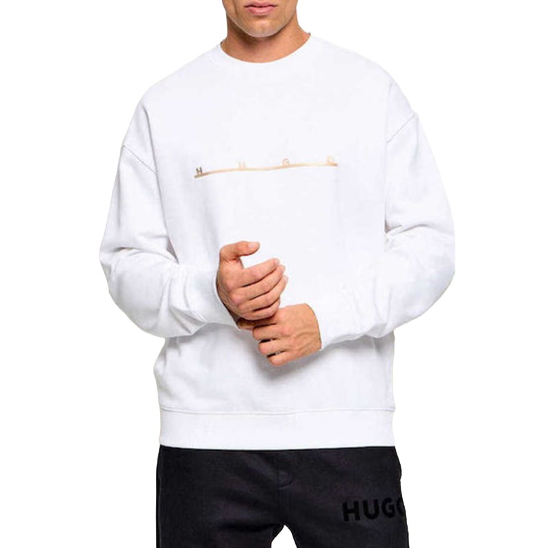 Hugo Sweatshirt With Spaced Logo Print-White Hugo Sweatshirt With Spaced Logo Print-White