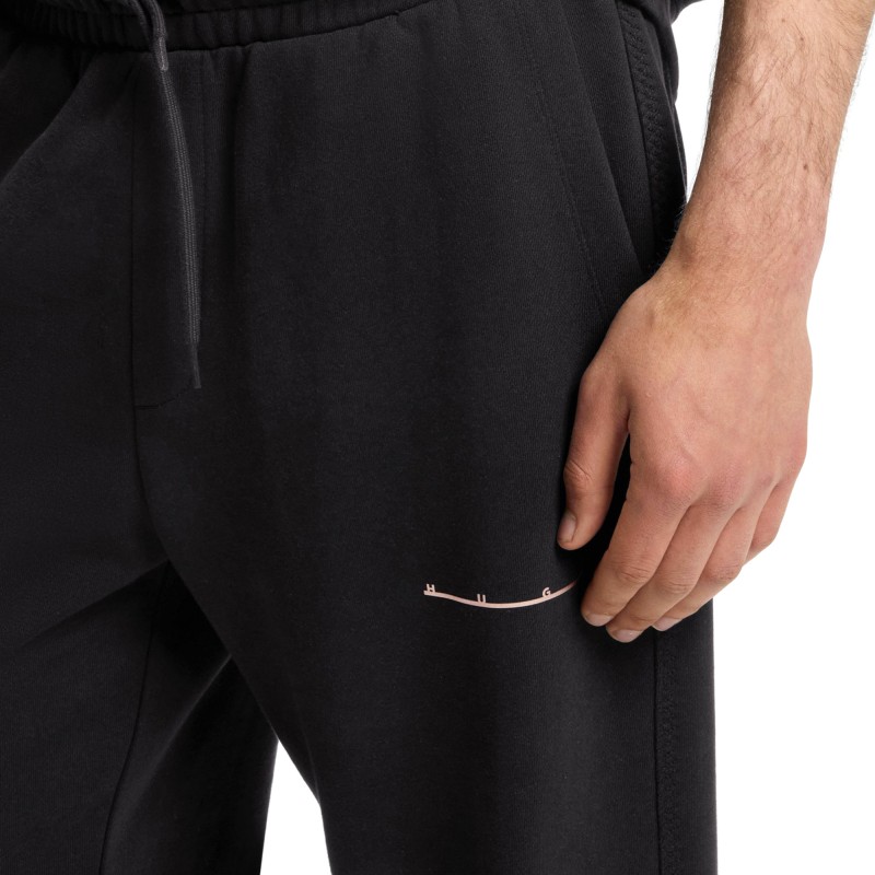 Hugo Sweatpants With Streetwear Logo-Black Hugo Sweatpants With Streetwear Logo-Black