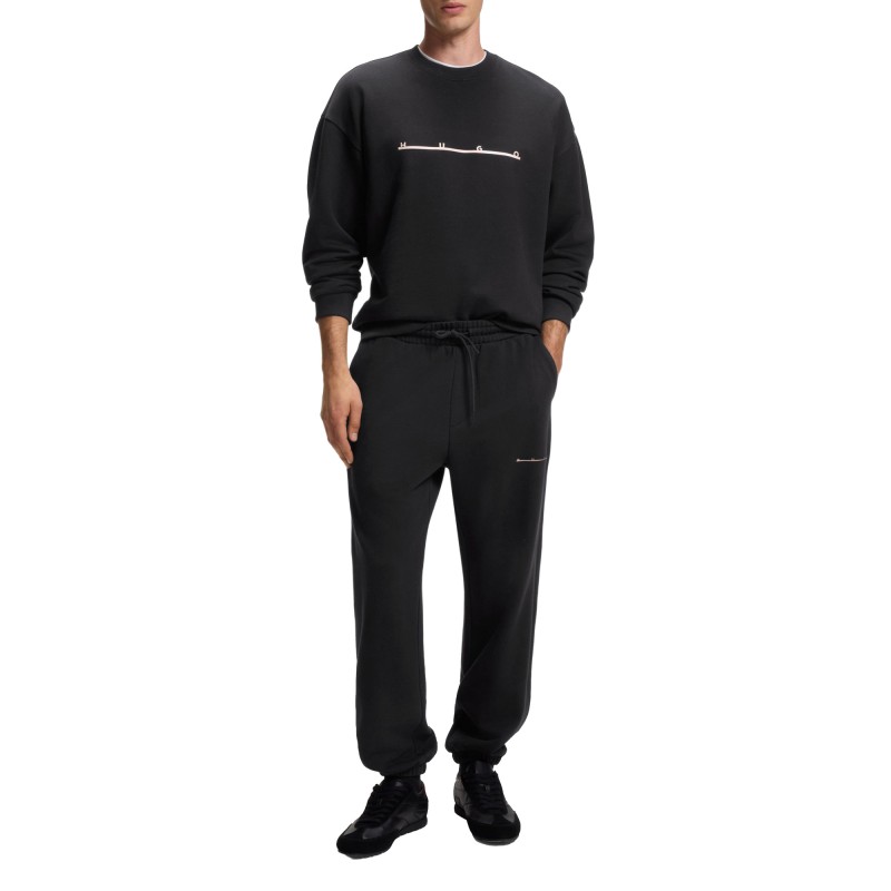 Hugo Sweatpants With Streetwear Logo-Black Hugo Sweatpants With Streetwear Logo-Black