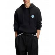 Hugo Hoodie Graphic Print Relaxed Fit-Black