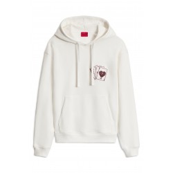 Hugo Hoodie Graphic Print Relaxed Fit-White
