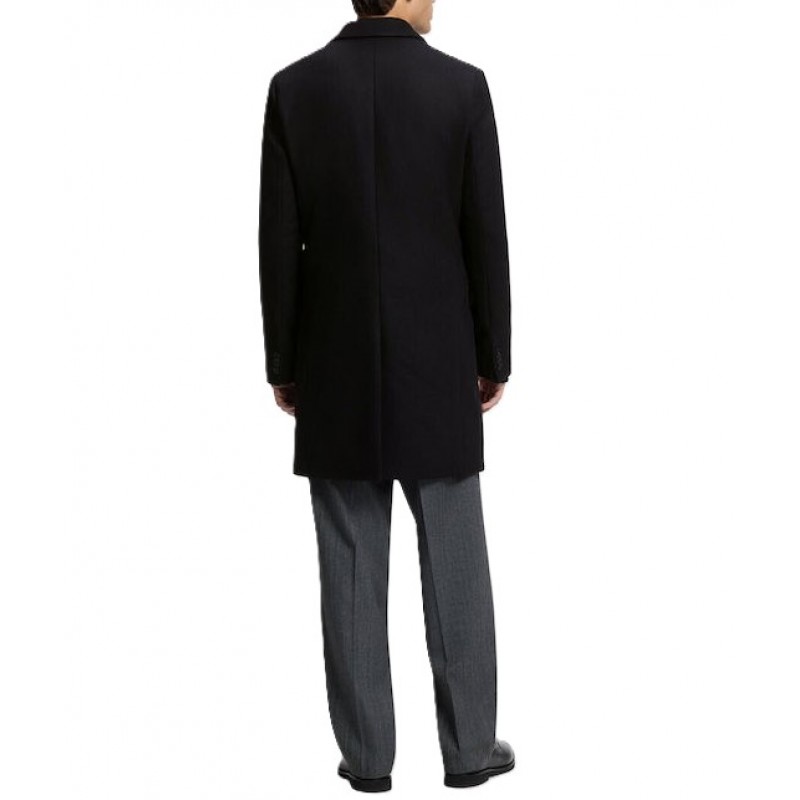 Hugo Coat Slim Fit Wool Blend-Black Hugo Coat Slim Fit Wool Blend-Black
