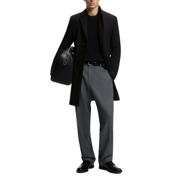 Hugo Coat Slim Fit Wool Blend-Black Hugo Coat Slim Fit Wool Blend-Black