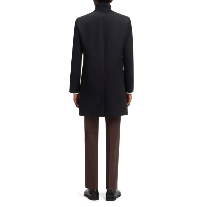 Hugo Coat Casual In A Virgin Wool-Black Hugo Coat Casual In A Virgin Wool-Black