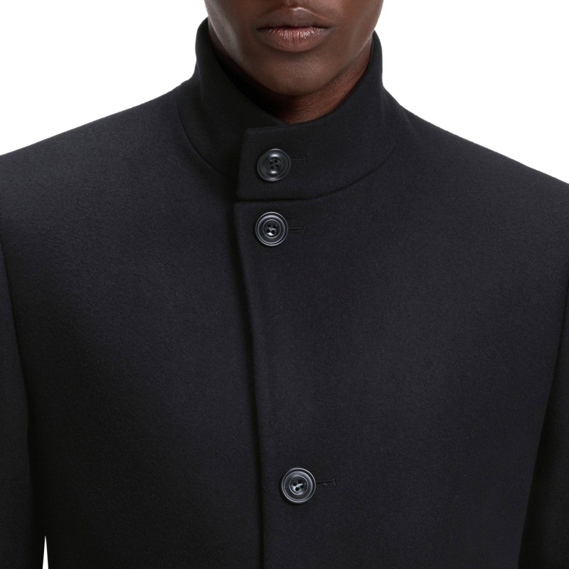 Hugo Coat Casual In A Virgin Wool-Black Hugo Coat Casual In A Virgin Wool-Black
