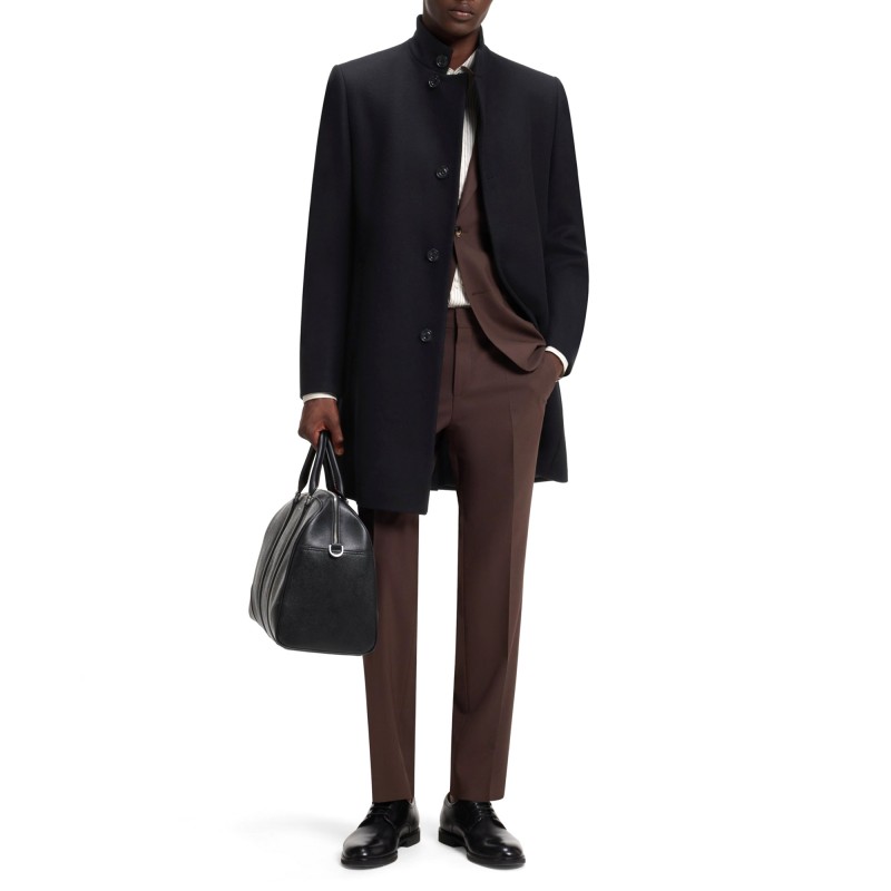Hugo Coat Casual In A Virgin Wool-Black Hugo Coat Casual In A Virgin Wool-Black