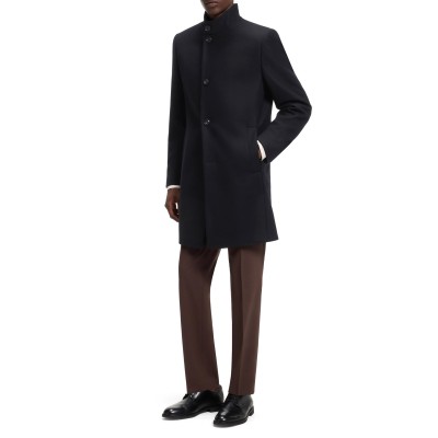 Hugo Coat Casual In A Virgin Wool-Black