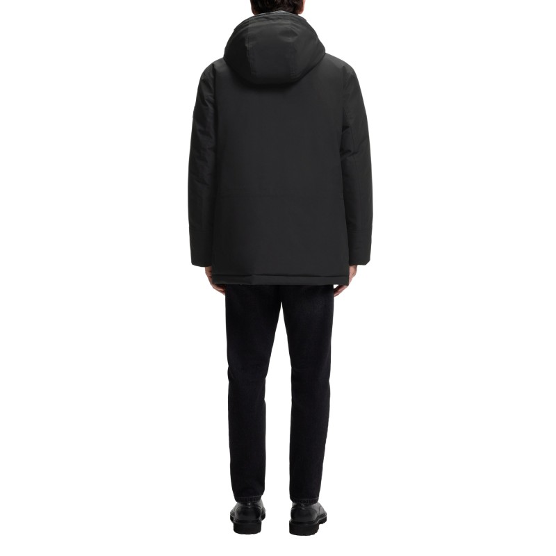 Boss Parka Jacket With Logo Badge Water Repellent-Black Boss Parka Jacket With Logo Badge Water Repellent-Black