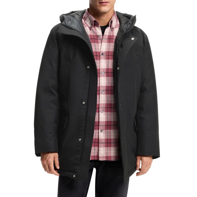 Boss Parka Jacket With Logo Badge Water Repellent-Black Boss Parka Jacket With Logo Badge Water Repellent-Black