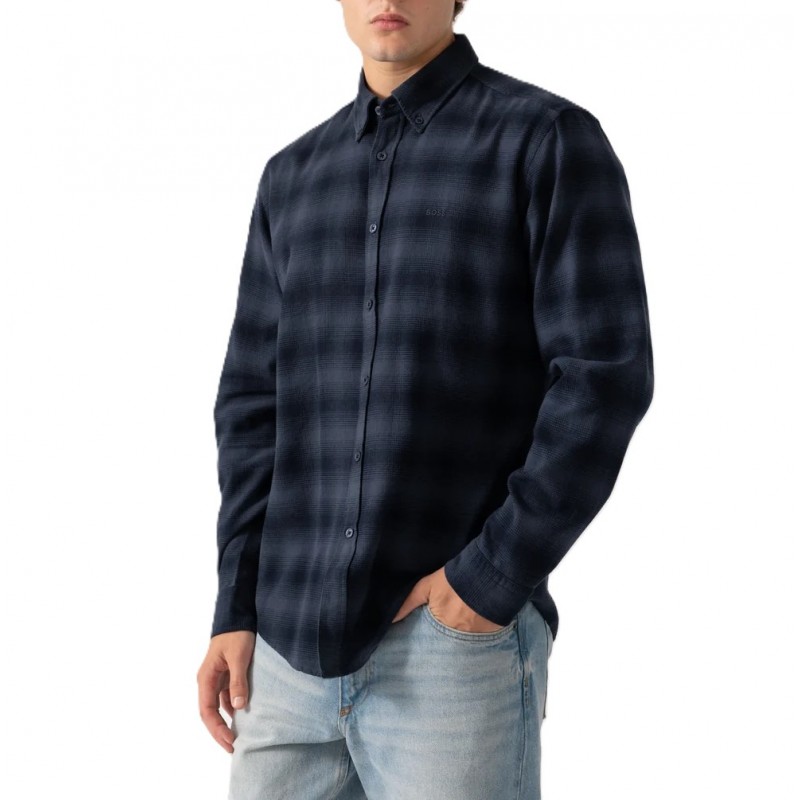 Boss Shirt Checked Regular Fit-Daek Blue Boss Shirt Checked Regular Fit-Daek Blue