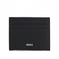 Boss Card Holder Monogram Patterned Leather-Black