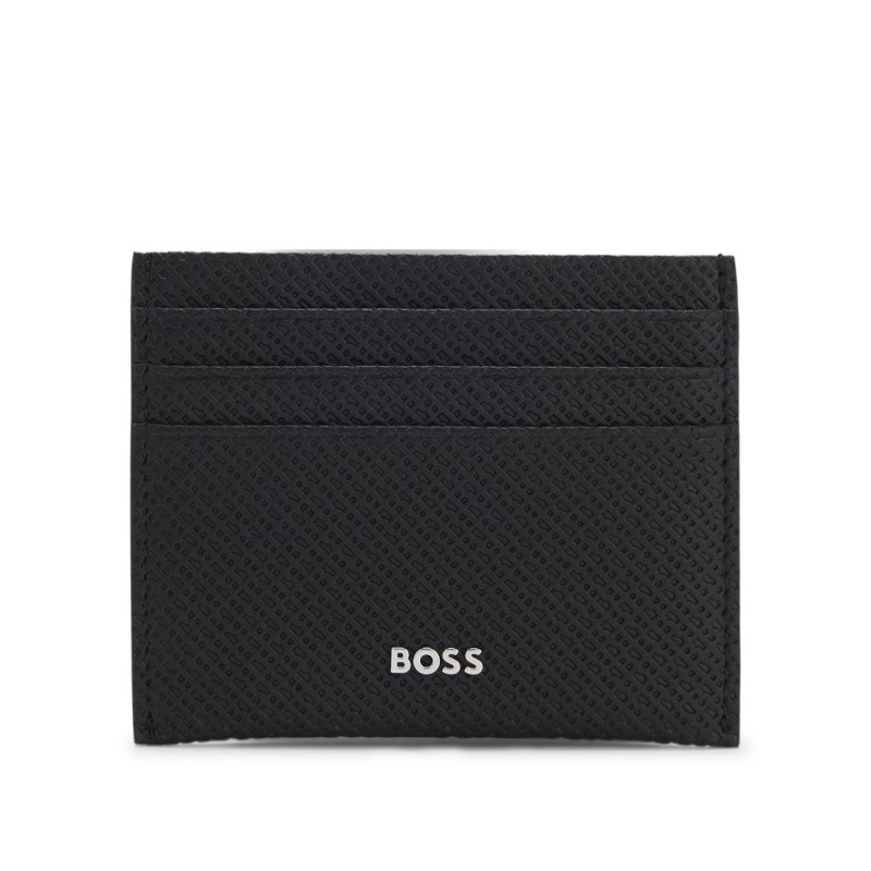 Boss Card Holder Monogram Patterned Leather-Black Boss Card Holder Monogram Patterned Leather-Black
