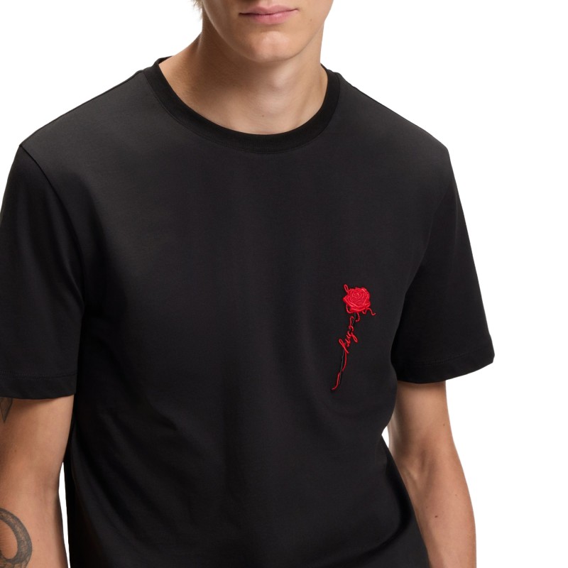 Hugo T-Shirt With Logo Artwork-Black Hugo T-Shirt With Logo Artwork-Black