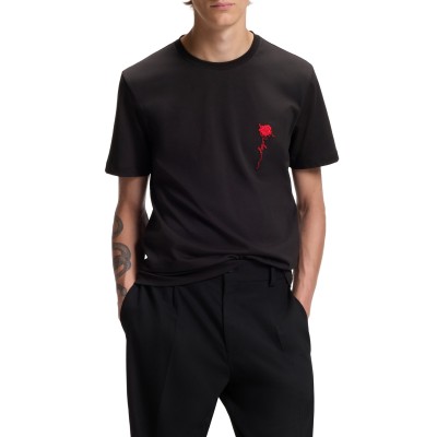 Hugo T-Shirt With Logo Artwork-Black