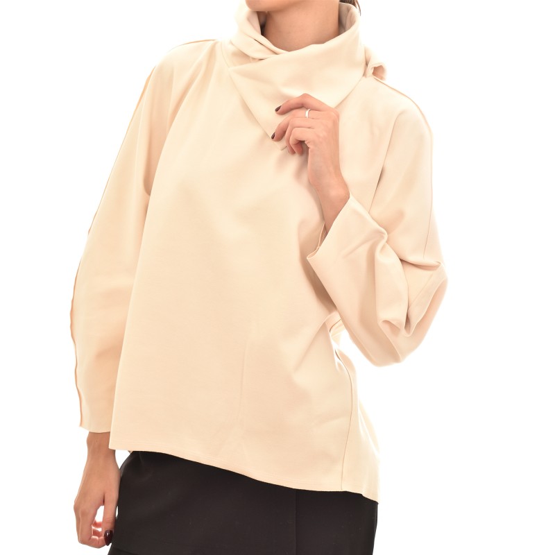 Semiology Wrap Neckline Cutout Blouse-Off White