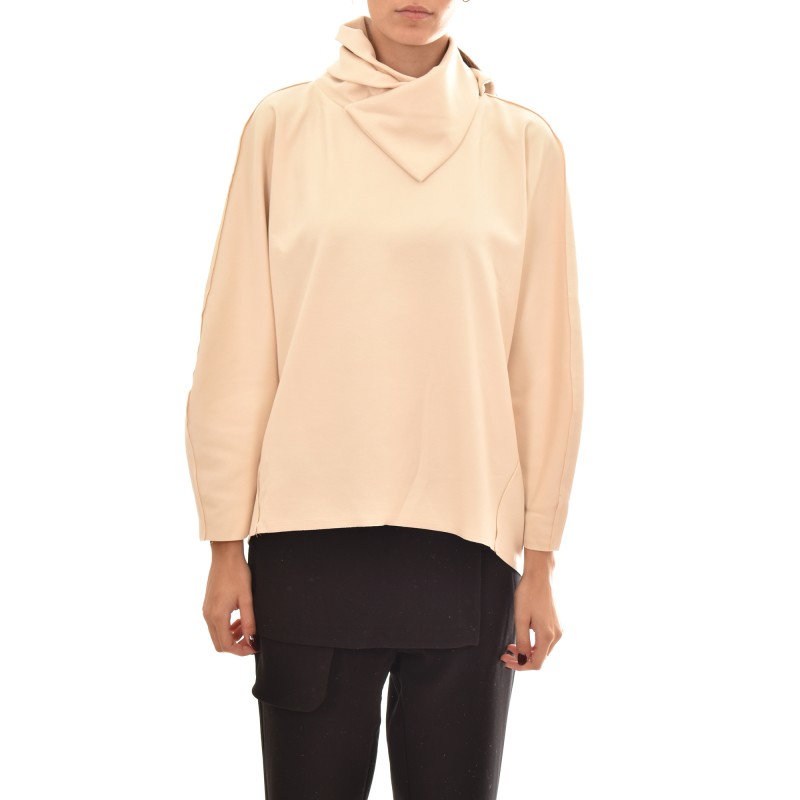 Semiology Wrap Neckline Cutout Blouse-Off White