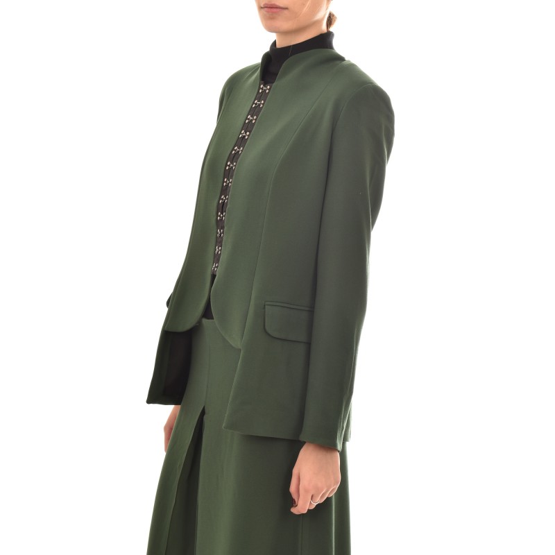 Semiology Mao Tweed Overshirt-Green